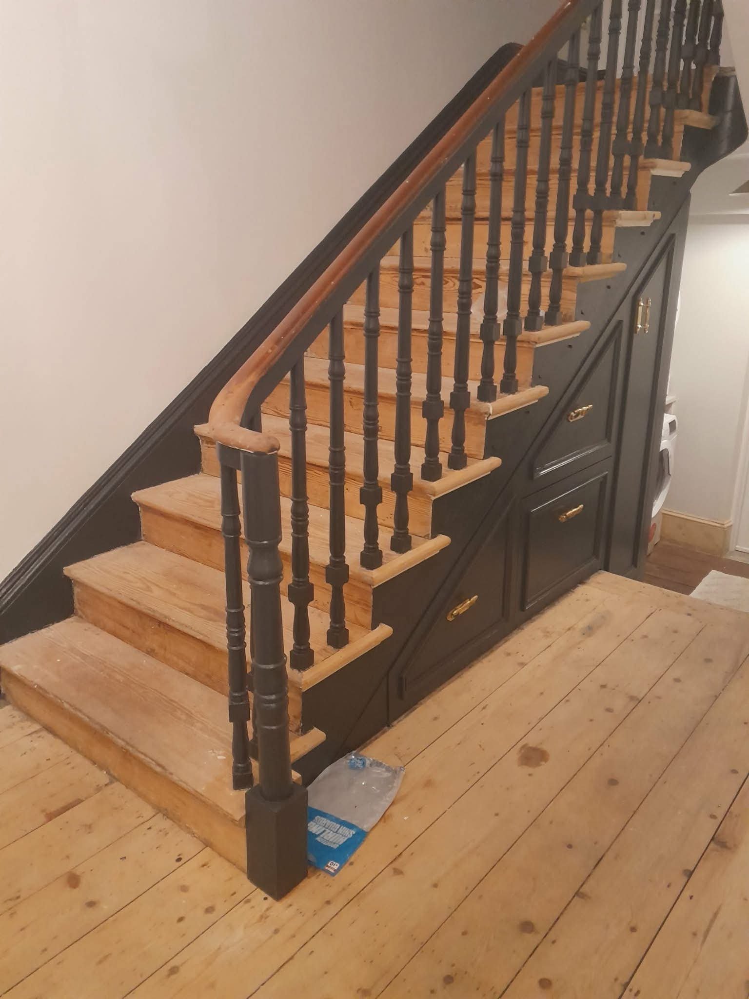 Dark green staircase