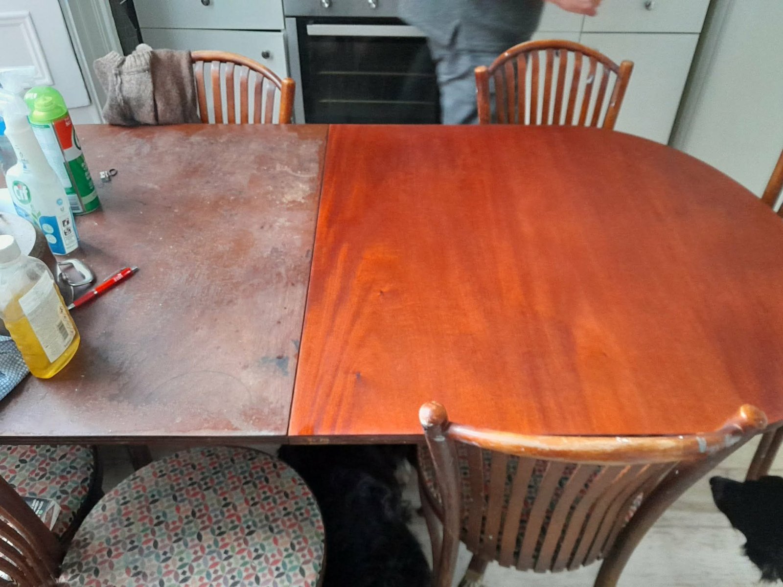 Dining table restoration comparison